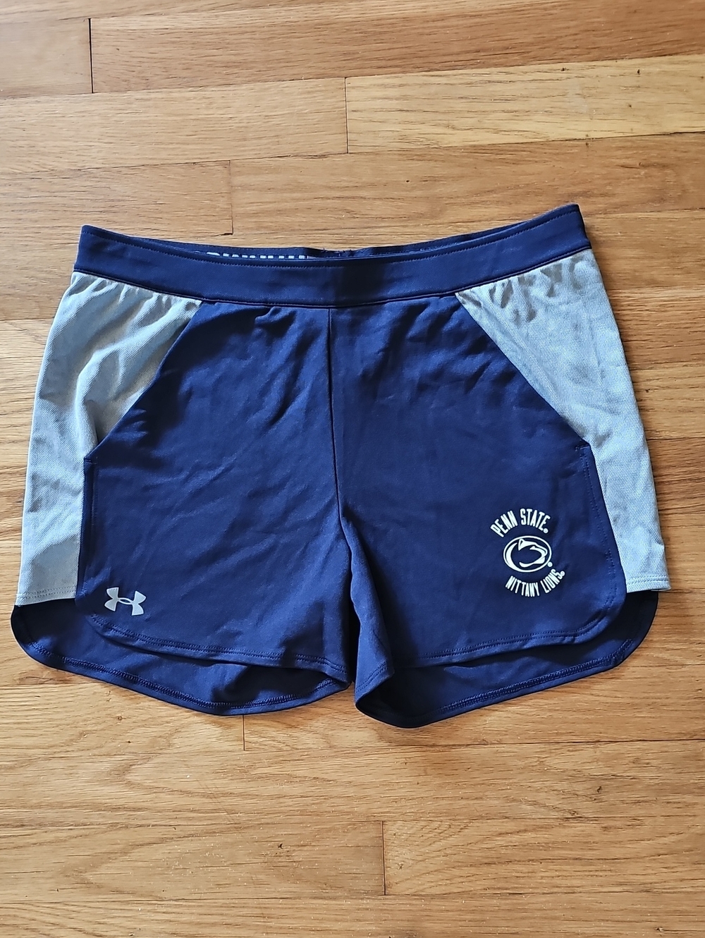 Under Armour Penn State Nittany Lions Blue Gray Athletic Shorts Womens Medium